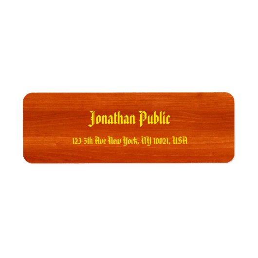 Walnut Hand Script Name Gold American Text Etiket (Voorkant)