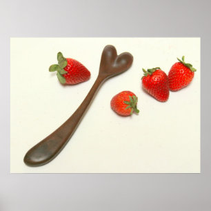 Walnut Heart Spoon met aardbeien Poster