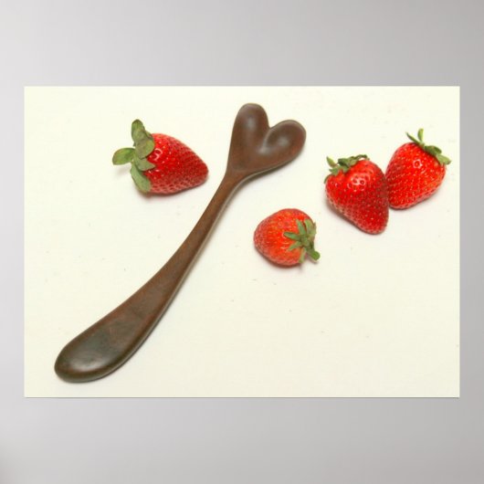 Walnut Heart Spoon met aardbeien Poster (Voorkant)