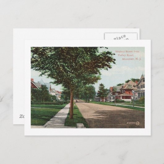 Walnut St., Montclair, NJ Vintage Briefkaart (Voorkant / Achterkant)