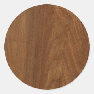 WALNUT WOOD American finish blanco + TEKST Ronde Sticker