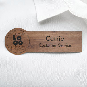 Walnut Wood Business Logo Modern Naam van de werkn Naamplaatje