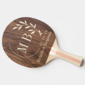 Walnut Wood Leaf Wedding Monogram Tafeltennisbatje (Zijkant)