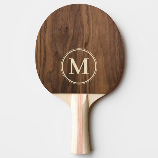 Walnut Wood Monogram Tafeltennisbatje (Achterkant)