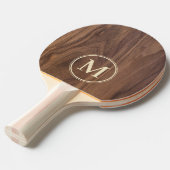 Walnut Wood Monogram Tafeltennisbatje (Voorkant Gekanteld)