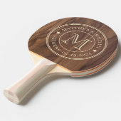 Walnut Wood Wedding Monogram Star Tafeltennisbatje (Voorkant Gekanteld)