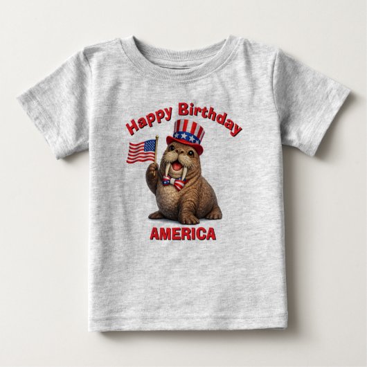 Walrus (5z) Patriottisch Kinder T-Shirt (Voorkant)