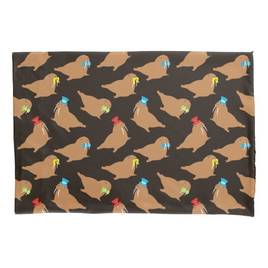 Walrus Cartoon Animal Pattern Kussensloop (Voorkant)