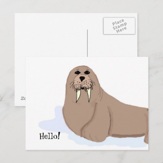 Walrus Cartoon Briefkaart (Voorkant / Achterkant)
