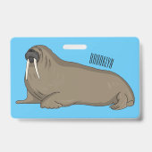 Walrus cartoon illustratie badge (Achterkant)