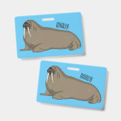 Walrus cartoon illustratie badge (Voor- en achterkant)