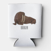 Walrus cartoon illustratie blikjeskoeler (Voorkant)