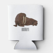Walrus cartoon illustratie blikjeskoeler (Achterkant)