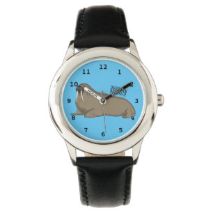 Walrus cartoon illustratie horloge