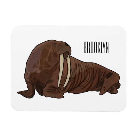 Walrus cartoon illustratie magneet (Horizontaal)
