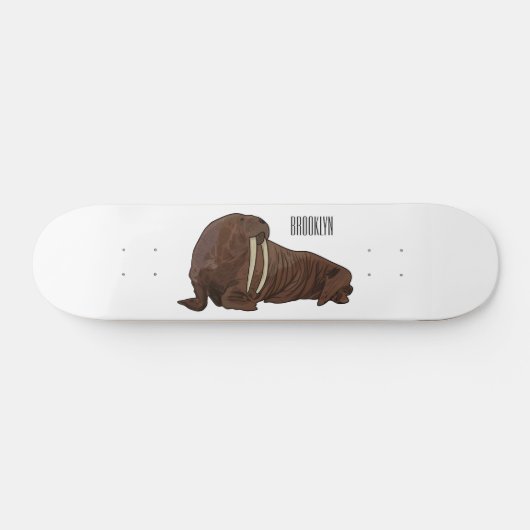 Walrus cartoon illustratie persoonlijk skateboard (Horizontaal)