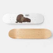 Walrus cartoon illustratie persoonlijk skateboard (Horizontaal)