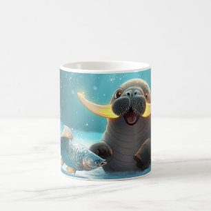 Walrus Cartoon Stijl Levendig Schattig Kleurrijk Koffiemok