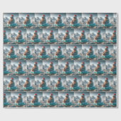 Walrus draagt een kerstmuts cadeaupapier (Vlak)