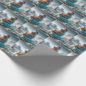 Walrus draagt een kerstmuts cadeaupapier (Hoek)