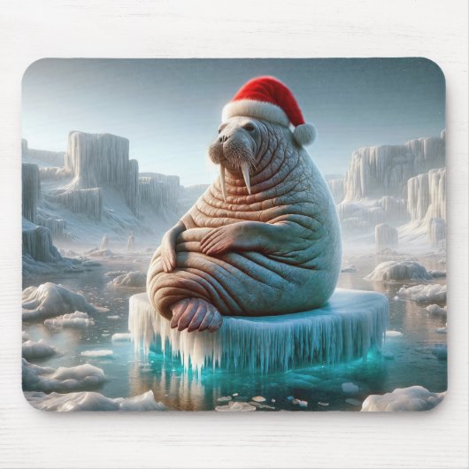 Walrus draagt een kerstmuts muismat (Voorkant)
