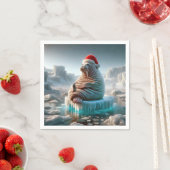 Walrus draagt een kerstmuts servet (Insitu)