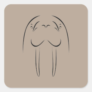 Walrus Face Silhouette Vierkante Sticker