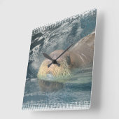 Walrus Face Vierkante Klok (Hoek)