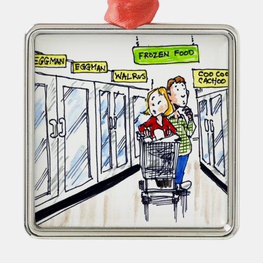 Walrus Frozen Food Section Funny Metalen Ornament (Voorkant)