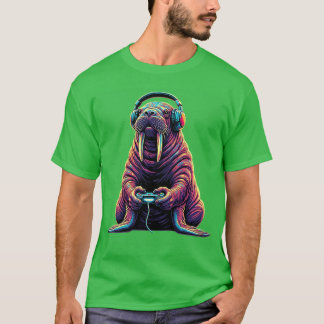 Walrus Gaming Animal Video Games Funny Walrus Prem T-shirt
