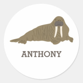 Walrus Graphic Realistic Style Illustratie Ronde Sticker