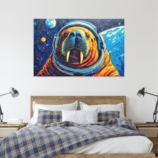 WALRUS IN DE RUIMTE-3 CANVAS AFDRUK (Insitu (Slaapkamer))
