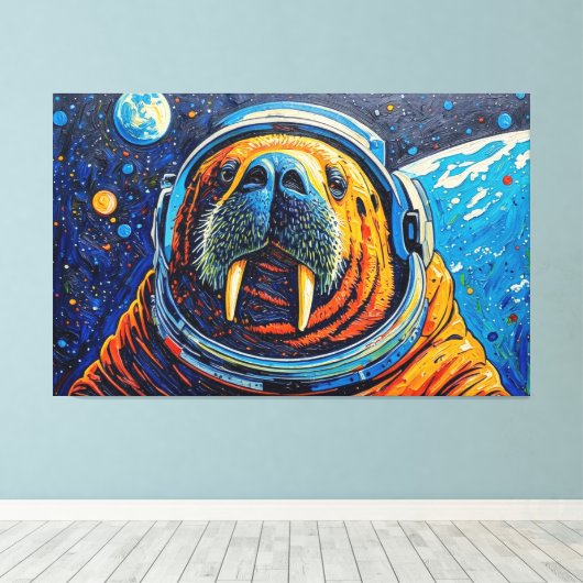 WALRUS IN DE RUIMTE-3 CANVAS AFDRUK (Insitu (Houten vloer))