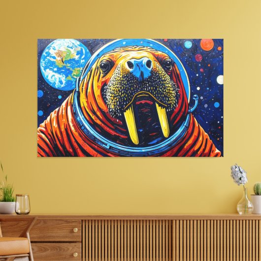 WALRUS IN DE RUIMTE-4 CANVAS AFDRUK (Insitu (Woonkamer))