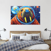 WALRUS IN DE RUIMTE-4 CANVAS AFDRUK (Insitu (Slaapkamer))