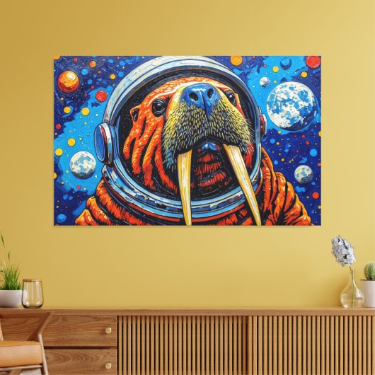 WALRUS IN DE RUIMTE-5 CANVAS AFDRUK (Insitu (Woonkamer))