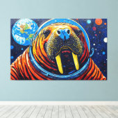 WALRUS IN SPACE-4 CANVAS AFDRUK (Insitu (Houten vloer))