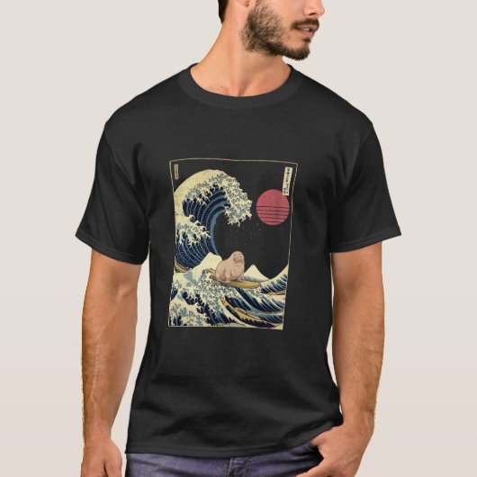 Walrus Japanese Kanagawa Wave Funny Surf Animal T-shirt (Voorkant)