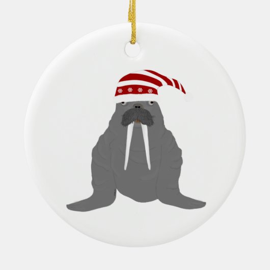 Walrus kerstversiering keramisch ornament (Achterkant)