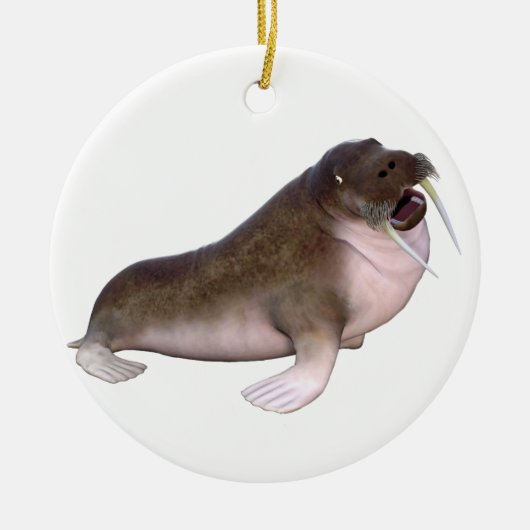 Walrus met quizzische blik keramisch ornament (Voorkant)