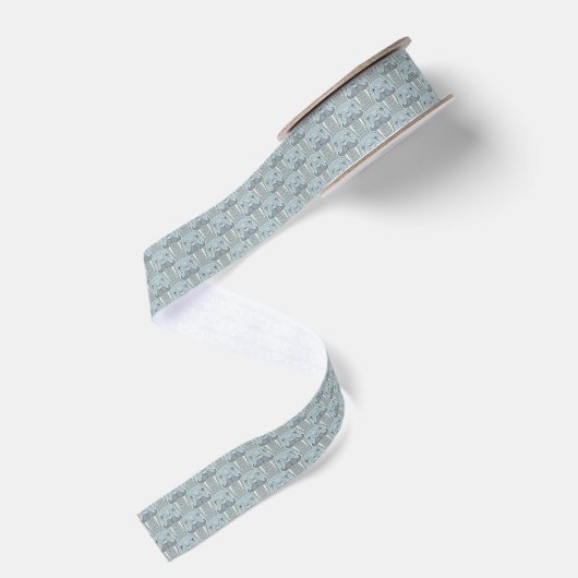 Walrus Mustache Pattern Grosgrain Lint (Achterkant)