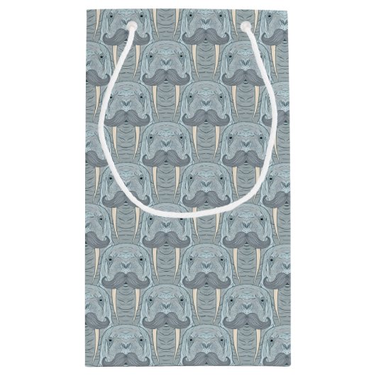 Walrus Mustache Pattern Klein Cadeauzakje (Achterkant)
