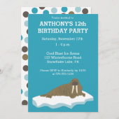 Walrus op een Iceberg Custom Birthday Party Kaart (Voorkant / Achterkant)