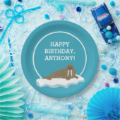 Walrus op een Iceberg Custom Birthday Party Papieren Bordje (Feest)