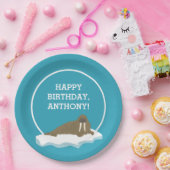 Walrus op een Iceberg Custom Birthday Party Papieren Bordje (Feest)