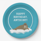 Walrus op een Iceberg Custom Birthday Party Papieren Bordje (Voorkant)