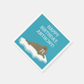 Walrus op een Iceberg Custom Birthday Party Servet (Hoek)