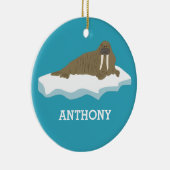 Walrus op een Iceberg Illustration Personalized Keramisch Ornament (Rechts)