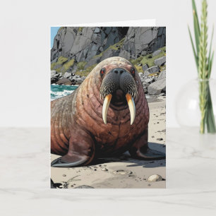 Walrus op een zandstrand Even Kijken Hoe Het Gaa Kaart