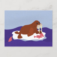 Walrus op Iceberg met vis